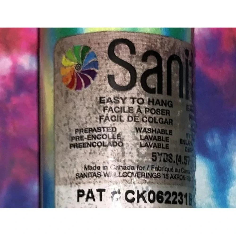 Retro Tie-Dye Rainbow Wave Vinyl‎ Wallpaper Border - 4+ Rolls Vintage NOS
